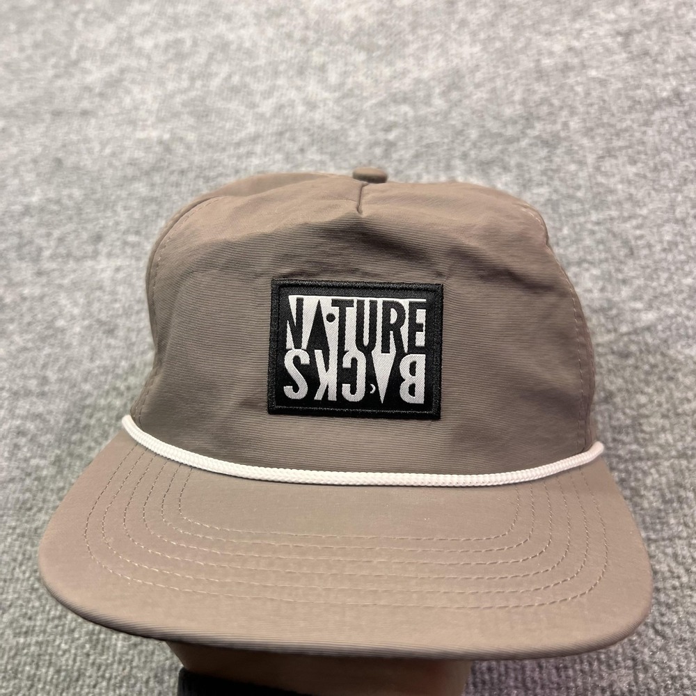 Nature Backs Hat Cap Strap Back One Size Mens Brown Logo Outdoor Lightweight